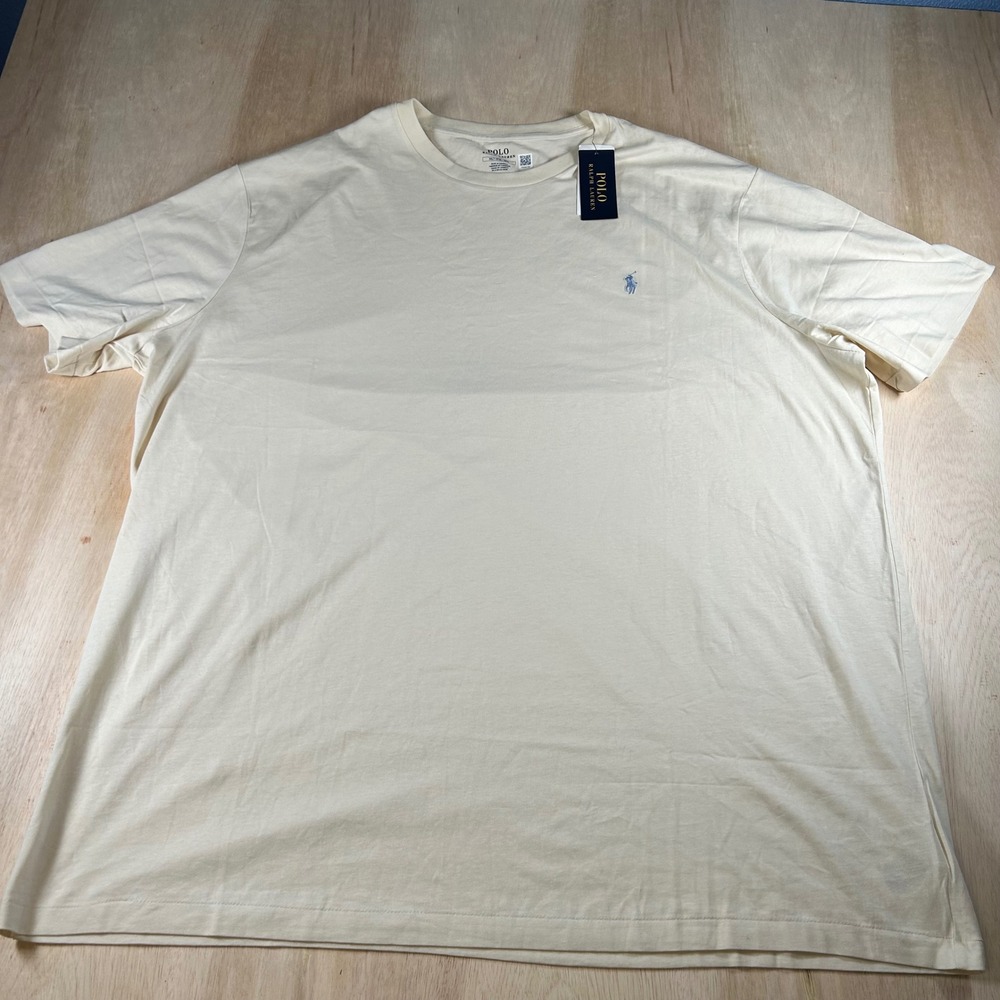Polo Ralph Lauren Mens 3XLT Cream T-Shirt Blue Pony Logo NWT 7119366022